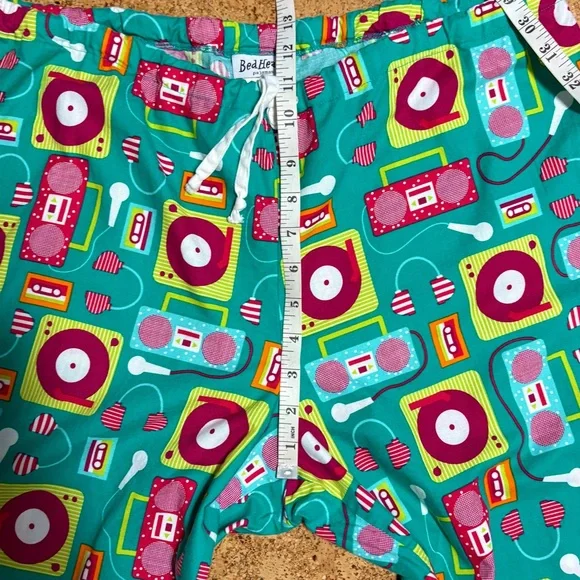 Bed Head Wm’s 100% Cotton Retro Music Print 2 Piece Pajamas Set In Sz L